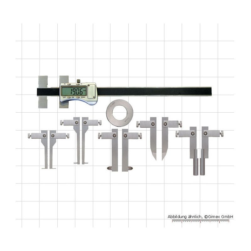 Digitālais bīdmērs 0 - 200 mm, ar 5 pāru ieliktņiem