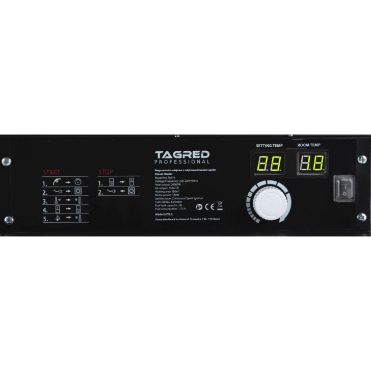 Oil heater TA973 with chimney TAGRED 20kW, thermostat, LCD