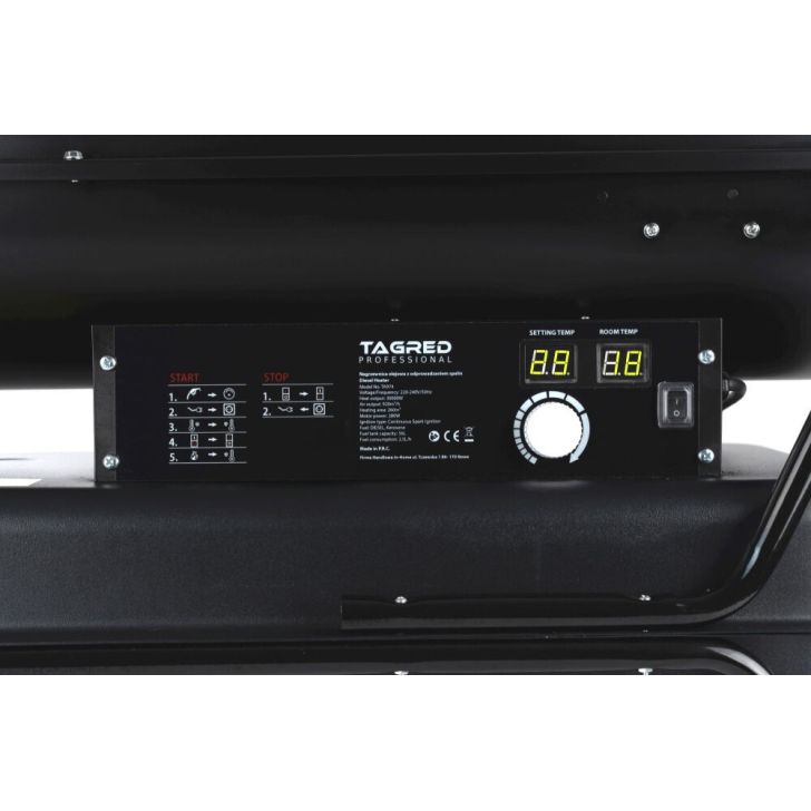 Oil heater TA974 with chimney TAGRED 30kW, thermostat, LCD