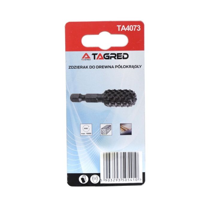 Remover, half-round cutter for wood - rasp, 15mm hex shank