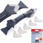 Spatula, scraper for cutting and applying silicone grout 3in1, 5 tips