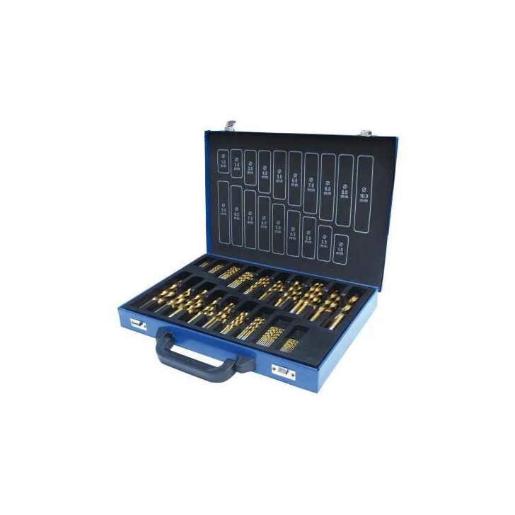 Set of grooved bits HSS,170pc,1-10mm,TiN Holzmann