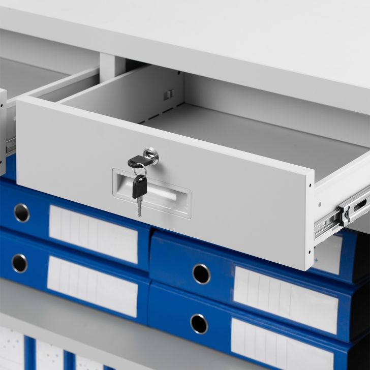 JAN NOWAK metāla biroja dokumentu skapis ar atvilktnēm LENA: pelēks