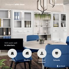 JAN NOWAK metal office glass door file cabinet with drawers EDMUND: gray 2