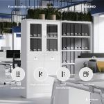 JAN NOWAK metal office glass door file cabinet with drawers EDMUND: gray