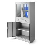 JAN NOWAK metal office glass door file cabinet with drawers EDMUND: gray