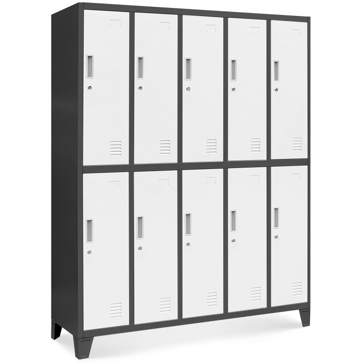 JAN NOWAK 10-door OHS wardrobe for clothes BARTEK: anthracite-white