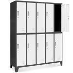 JAN NOWAK 10-door OHS wardrobe for clothes BARTEK: anthracite-white