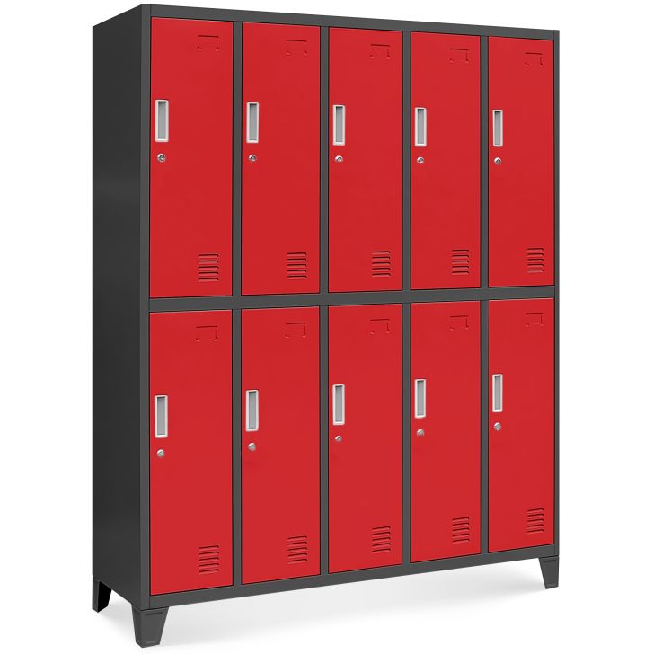 JAN NOWAK 10-door OHS wardrobe for clothes BARTEK: anthracite red