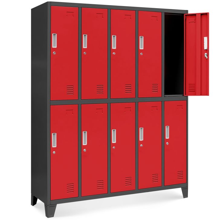 JAN NOWAK 10-door OHS wardrobe for clothes BARTEK: anthracite red
