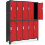 JAN NOWAK 10-door OHS wardrobe for clothes BARTEK: anthracite red