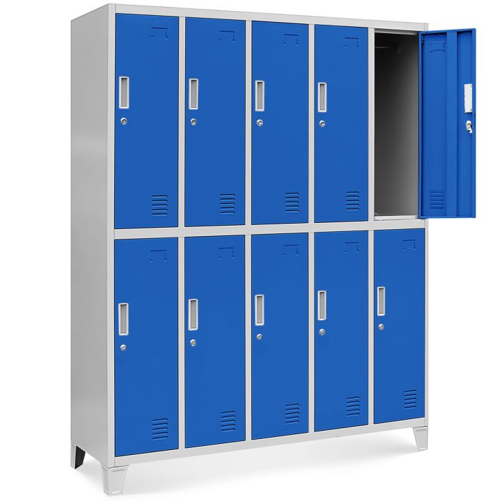 JAN NOWAK 10-door OHS wardrobe for clothes BARTEK: gray-blue