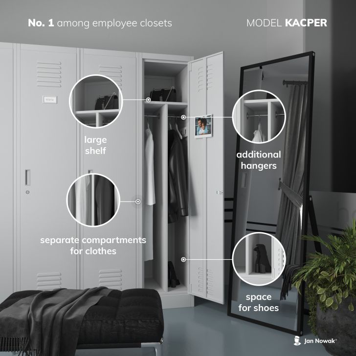 JAN NOWAK Eco Design 6-дверный шкаф для хранения OHS KACPER: Белый/Дуб Сонома