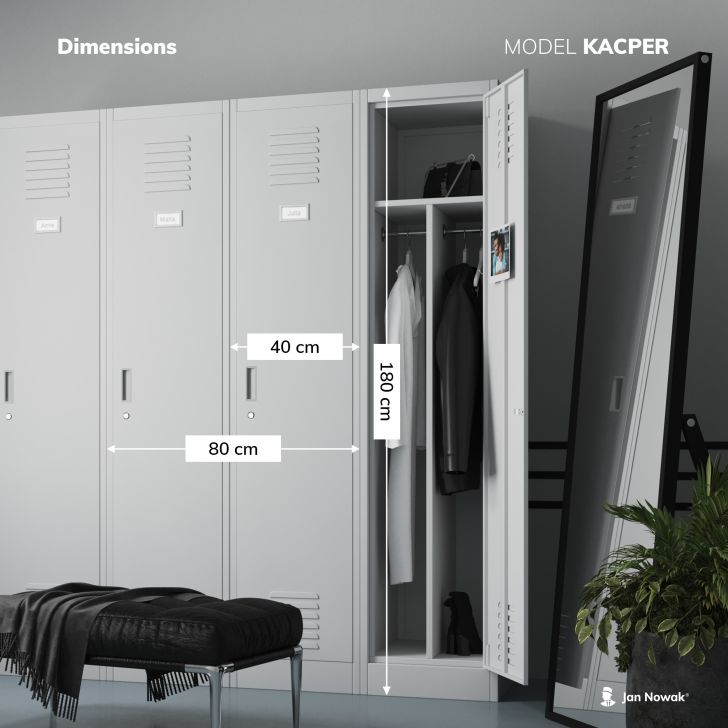 JAN NOWAK 4-compartment OHS wardrobe for clothes KACPER: anthracite-white