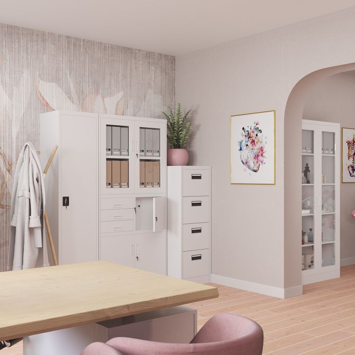 JAN NOWAK metal office filing cabinet ALEX: white