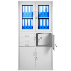 JAN NOWAK metal office filing cabinet with safe FILIP: gray