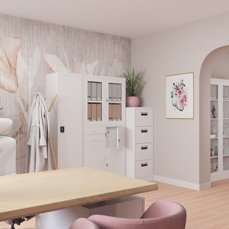 JAN NOWAK metāla biroja dokumentu skapis ar seifu FILIP: pelēks