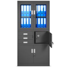 JAN NOWAK metāla biroja dokumentu skapis ar seifu FILIP: antracīts