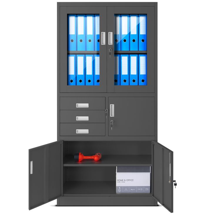 Шкаф офисный металлический JAN NOWAK с сейфом FILIP: антрацит