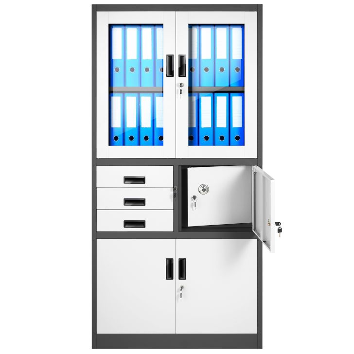 Шкаф офисный металлический JAN NOWAK с сейфом FILIP: антрацит-белый