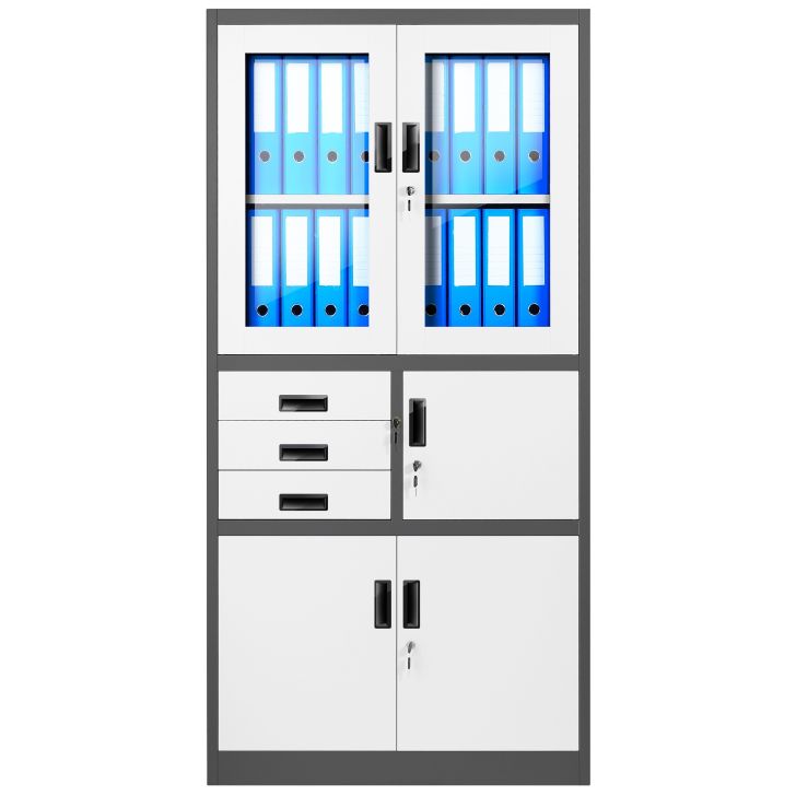 JAN NOWAK metāla biroja dokumentu skapis ar seifu FILIP: antracīts-balts