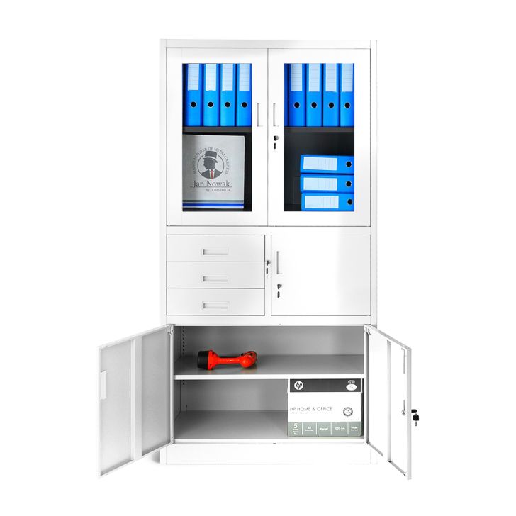 JAN NOWAK metāla biroja dokumentu skapis ar seifu FILIP: balts