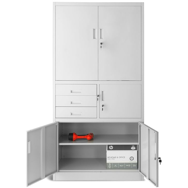 JAN NOWAK metal office filing cabinet with safe FILIP II: gray