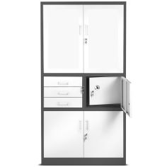 JAN NOWAK metal office filing cabinet with safe FILIP II: anthracite-white