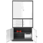 JAN NOWAK metal office filing cabinet with safe FILIP II: anthracite-white