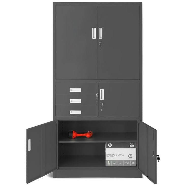 JAN NOWAK metal office filing cabinet with safe FILIP II: anthracite