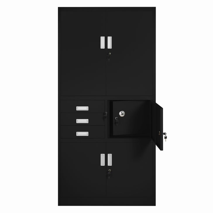 JAN NOWAK metal office filing cabinet with safe FILIP II: black