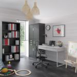 JAN NOWAK metal office filing cabinet with safe FILIP II: black