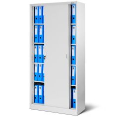 JAN NOWAK metal office cabinet with sliding doors KUBA: gray