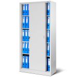 JAN NOWAK metal office cabinet with sliding doors KUBA: gray