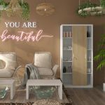 JAN NOWAK Eco Design metal office cabinet with sliding doors KUBA: white/sonoma oak