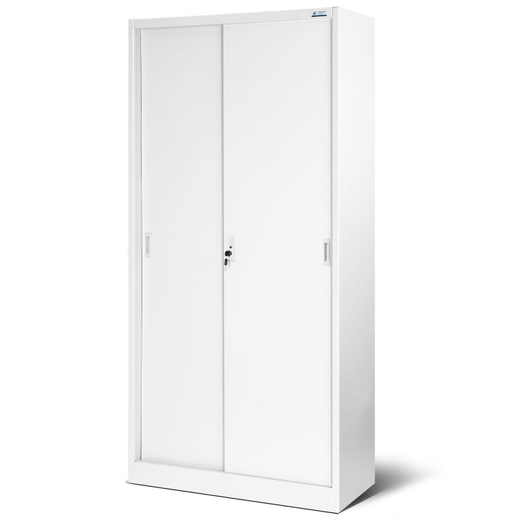 JAN NOWAK metal office cabinet with sliding doors KUBA: white