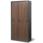JAN NOWAK Металлический офисный шкаф с раздвижными дверцами Eco Design CUBA: антрацит/орех