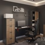 JAN NOWAK Eco Design metal office cabinet with sliding doors KUBA: anthracite/walnut