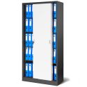 JAN NOWAK metal office cabinet with sliding doors KUBA: anthracite-white
