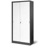 JAN NOWAK metal office cabinet with sliding doors KUBA: anthracite-white