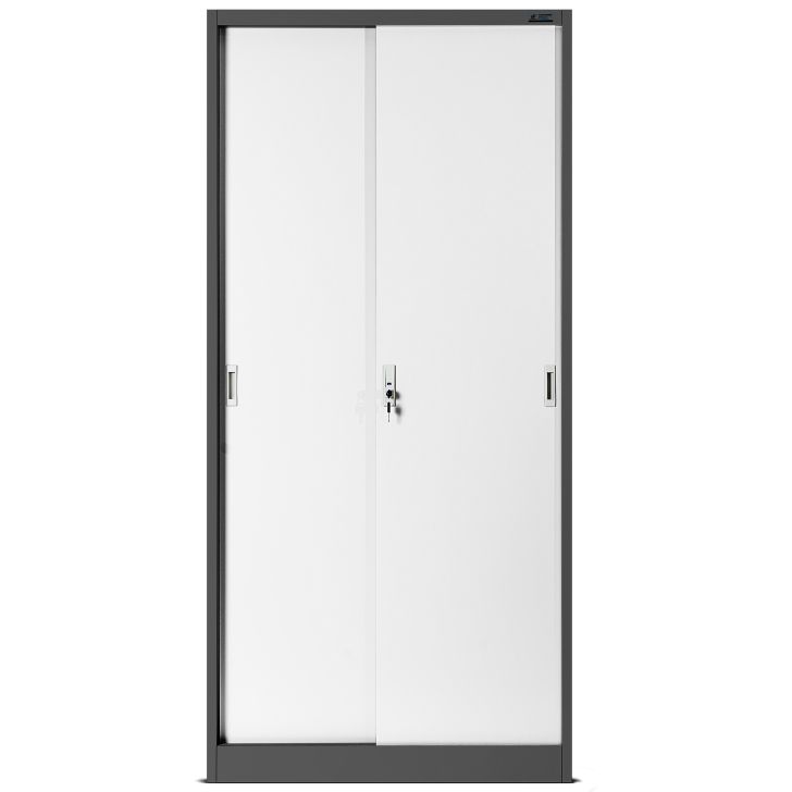 JAN NOWAK metal office cabinet with sliding doors KUBA: anthracite-white