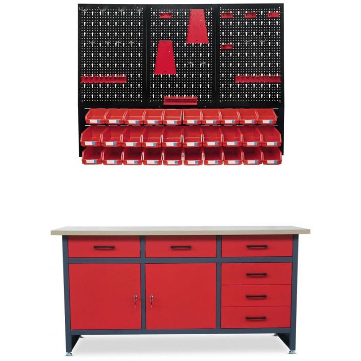 Workshop furniture set Henry and metal shelf for tools (52 pcs.)