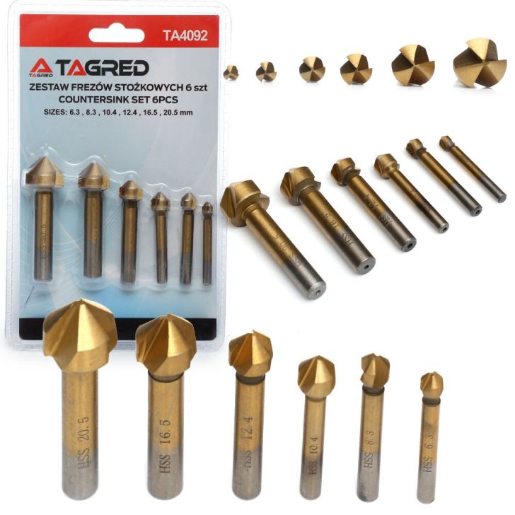 Countersink set HSS 6.3-20.5mm 6pcs.