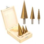 Ступенчатая дрель в комплекте. 4-32мм 3 шт.