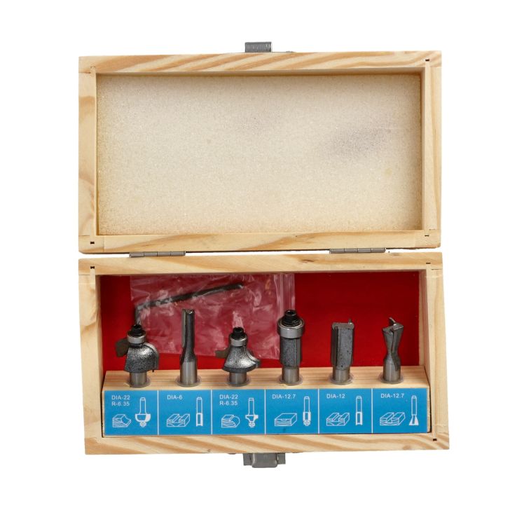 Wood router bits (6 pieces) with holder 8mm