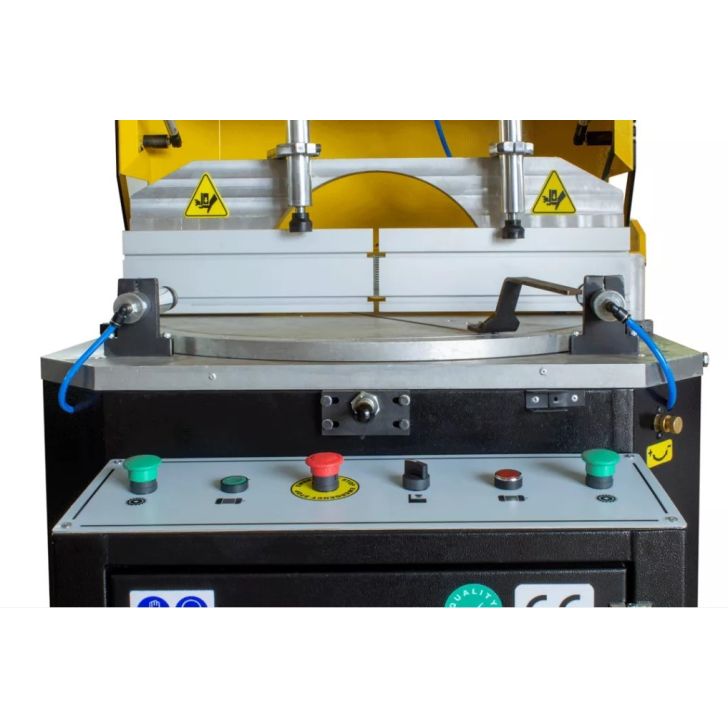 ALU600 Semi-automatic disc cutter for cutting PVC and aluminum profiles + roller tables 2 x 300cm