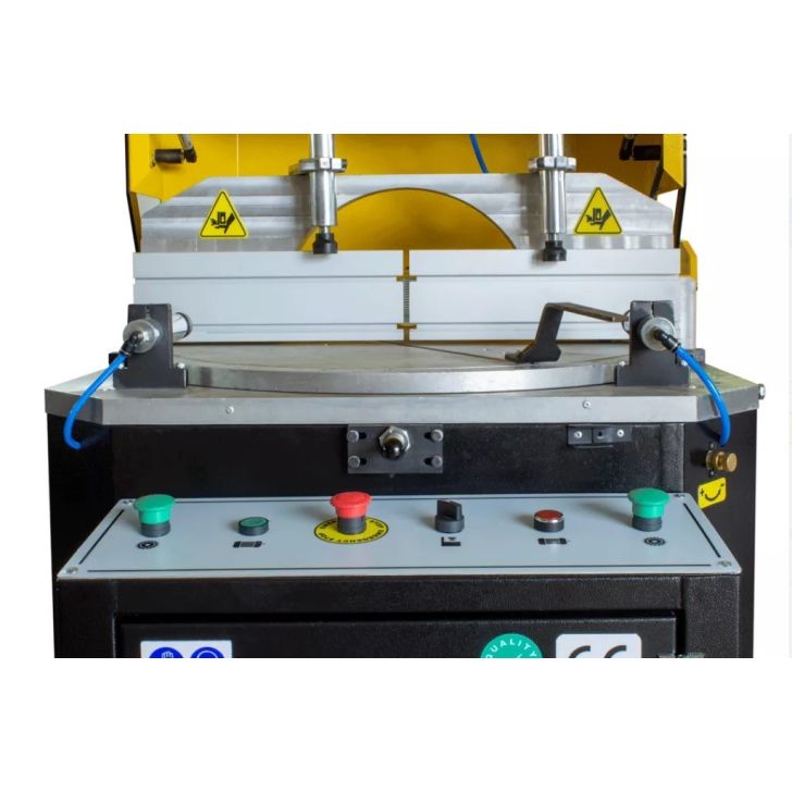 ALU500 Semi-automatic disc cutter for cutting PVC and aluminum profiles ALU 500 + roller tables 2 x 300cm