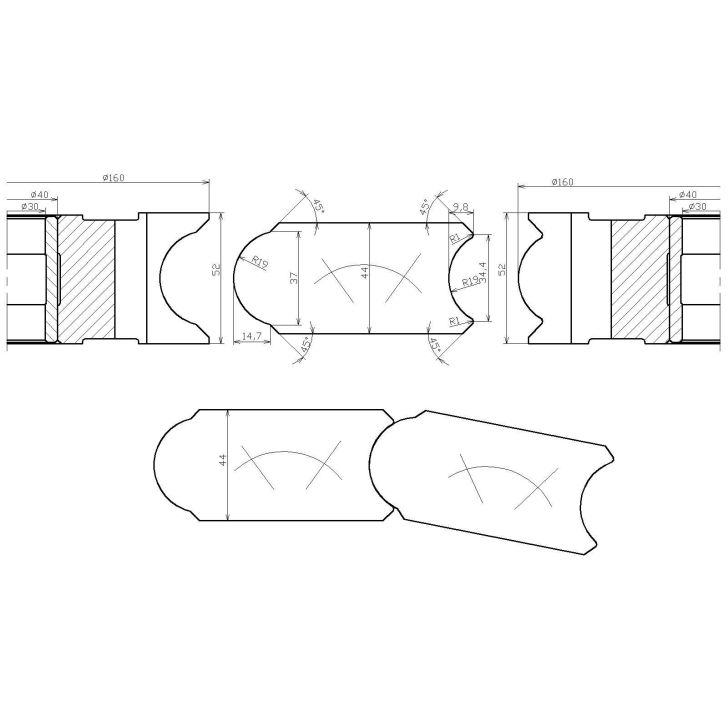 Frēze mucu-kublu D160, D40/30,  52 mm HM