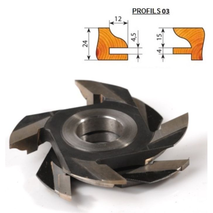 Milling head furniture profile no.3, 125x30x26 mm Z4 (set)