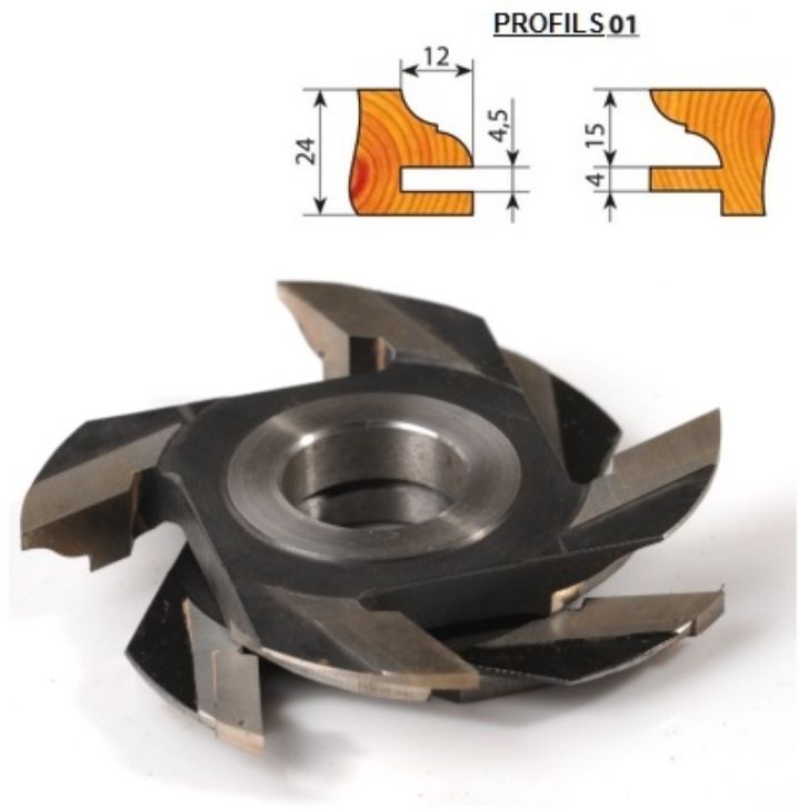 Milling heads for furniture - profile no.1, 140x30x26 mm Z4 (set)